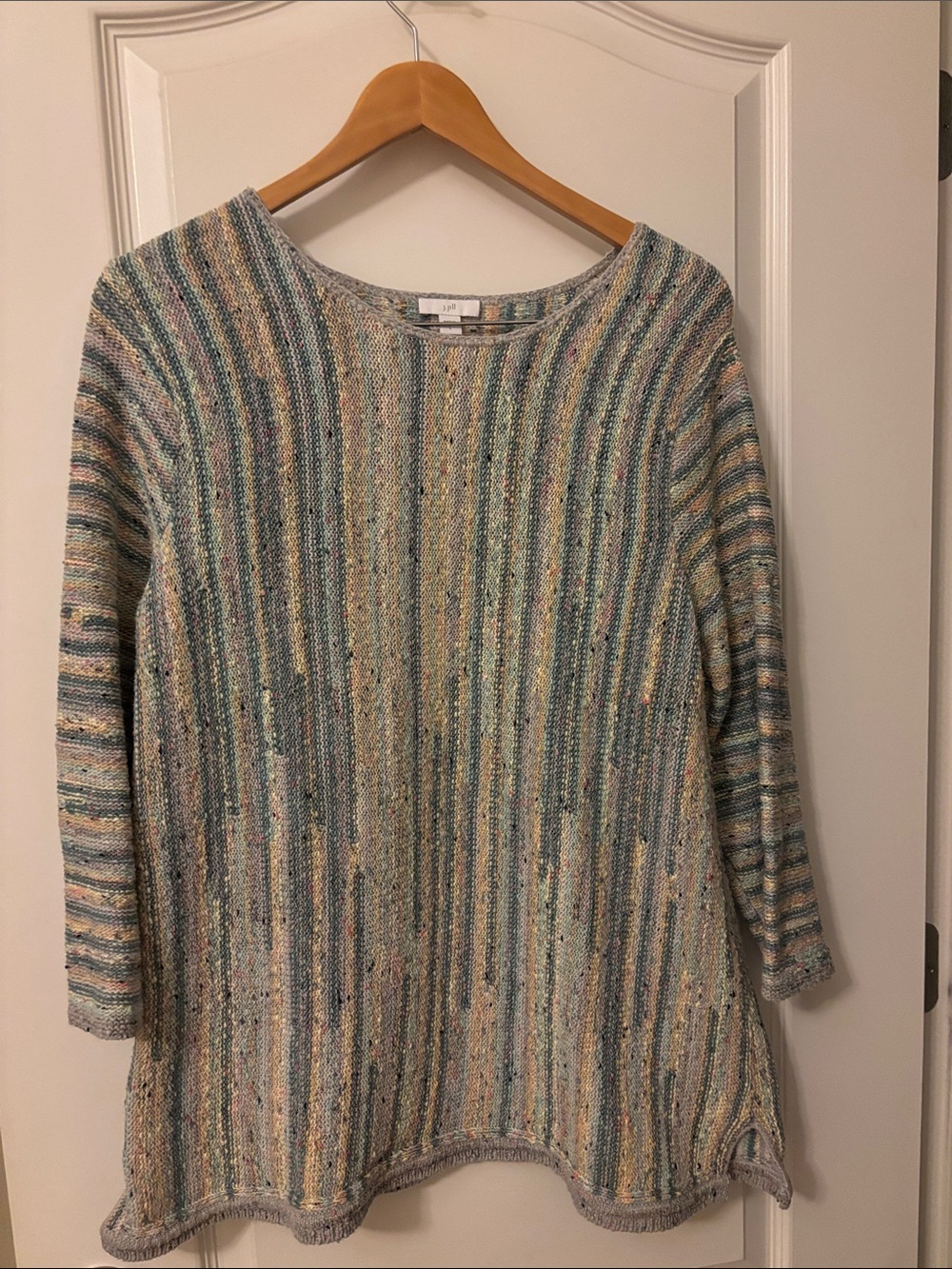 J. Jill Multicolor Striped Crewneck Sweater in Soft Pastels